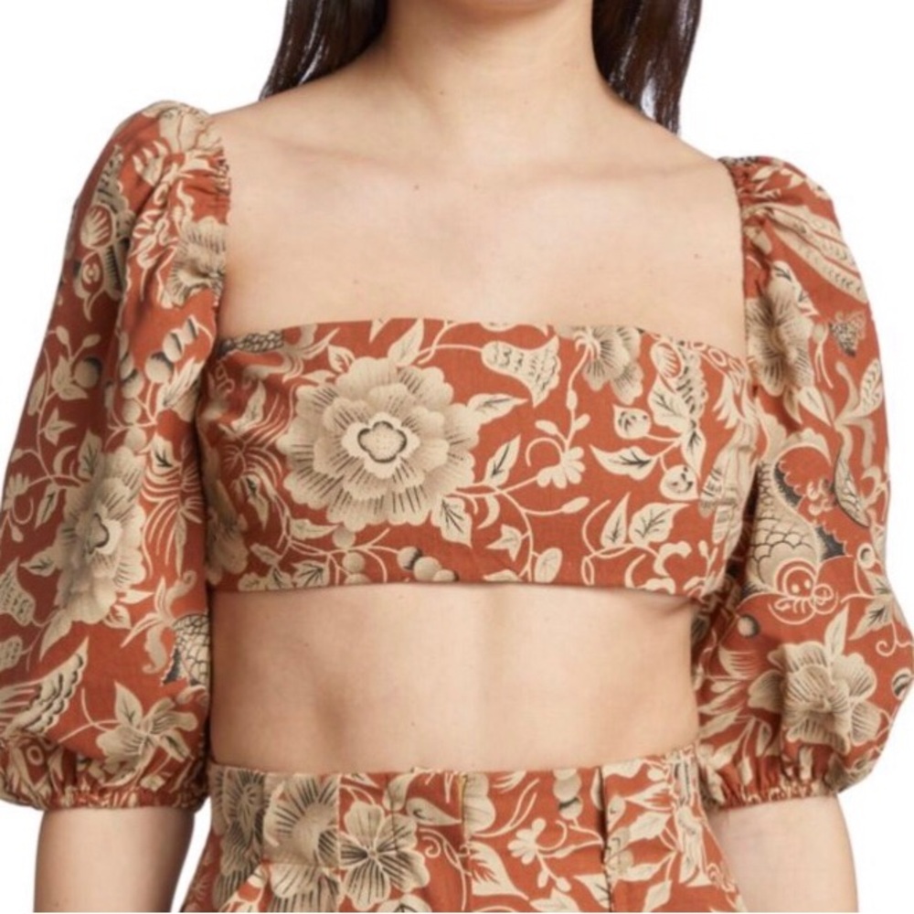 Rumer Neve Floral Cropped Top Bright floral- rust.